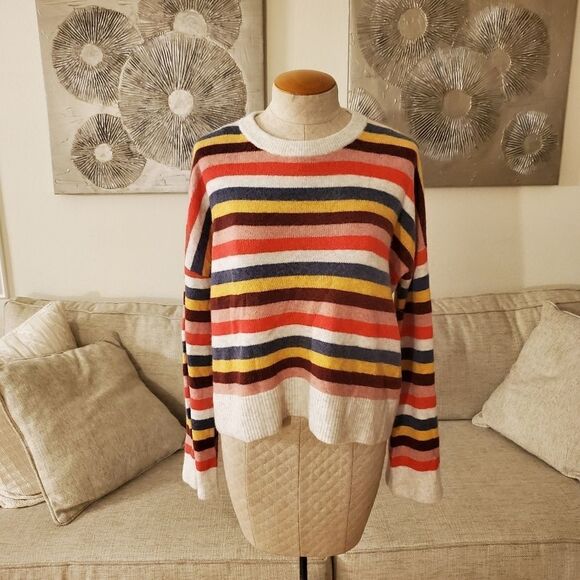 Madewell Cardiff Stripe Crewneck Sweater Size Sm - Picture 3 of 12